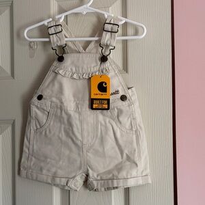 Carhartt Cream Short Overalls with Front Pockets